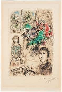 754. Marc Chagall, "Le Chevalet aux Fleurs".