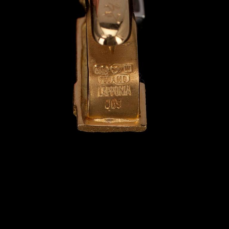 SLIPSNÅL, guld 18K, diamanten 0.05 ct. "Crust of Ice" Björn Weckström, Lapponia, 1990.