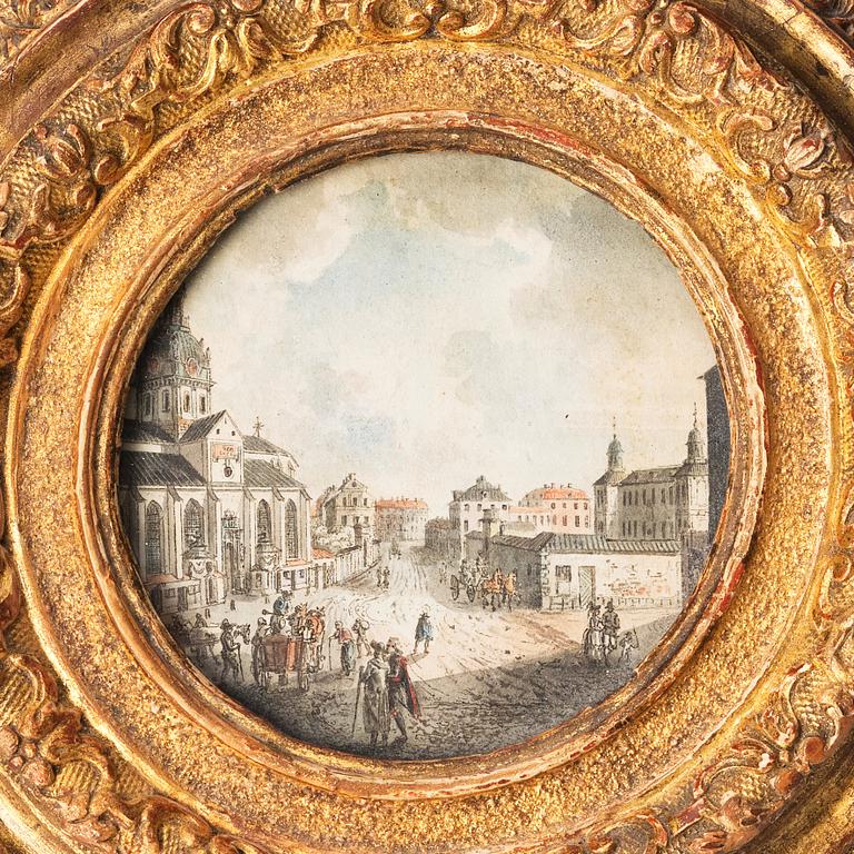 Martin Rudolf Heland, Munkbron mot Riddarhuset/Mot Kungsträdgården med Jacobs kyrka och palatset Makalös.