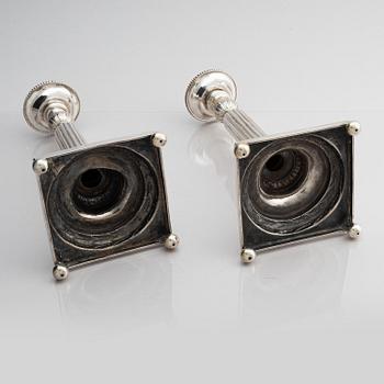 A pair of Swedish 18th century silver candelsticks, marks of Pehr Zethelius, Stockholm 1797.