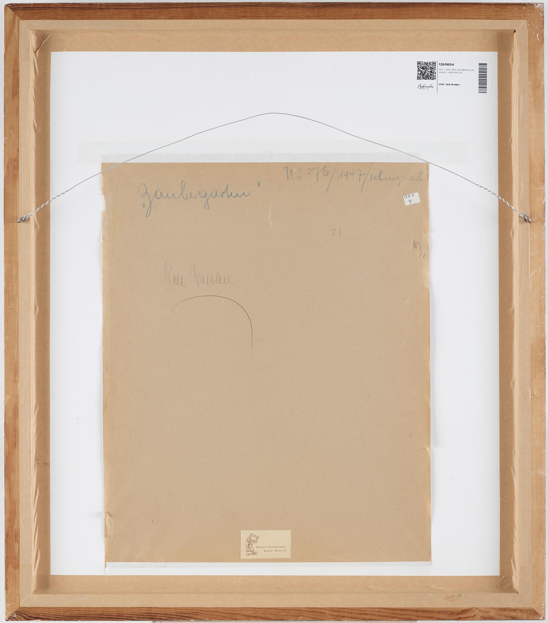 NELL WALDEN, mixed media on paper, signed.