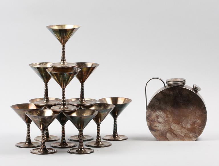 COCKTAILSET, 13 delar, nysilver, Art Deco, C.G Hallberg.