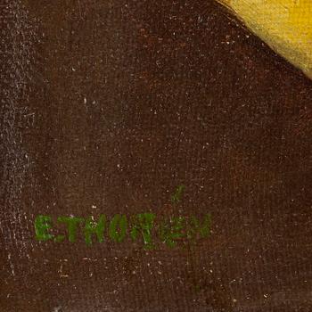 ESAIAS THORÉN. Olja på duk. Sign E. Thorén.