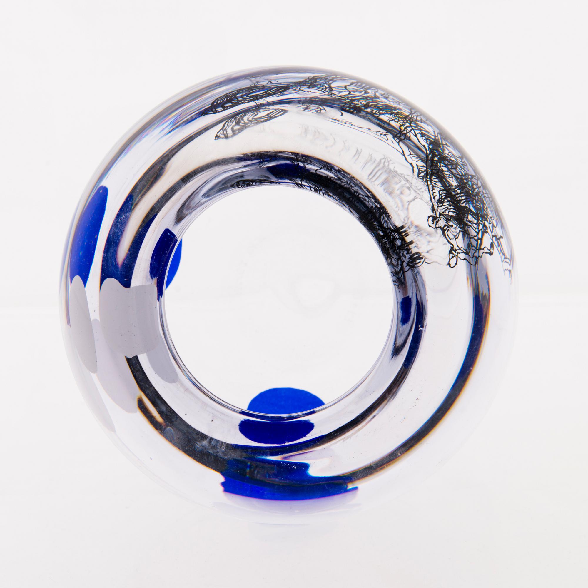 ELLA VARVIO, a glass vase/ sculpture, signed Ella Varvio 2017.