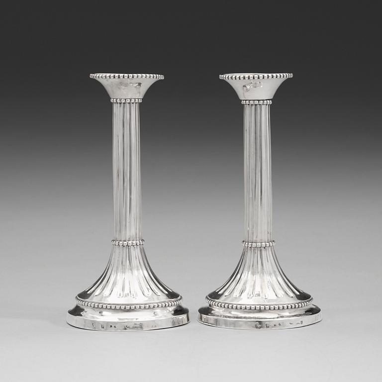 A pair of Swedish 18th century silver candlesticks, mark of Anders Brandt, Norrköping 1784.