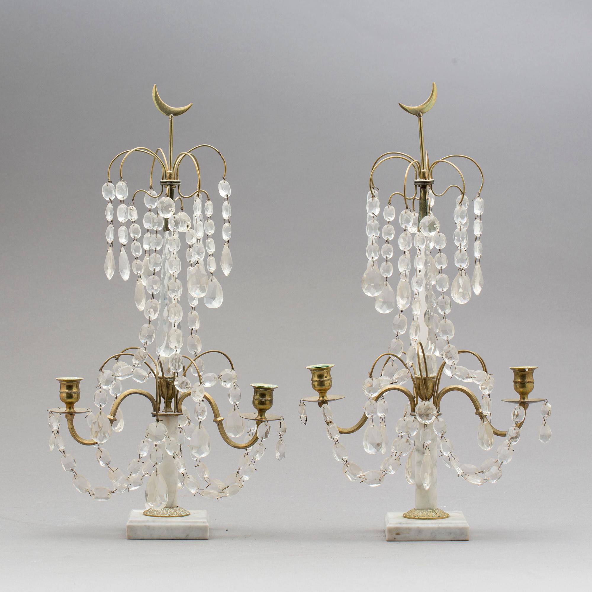 BORDSLYSTRAR, ett par, gustaviansk stil, 18/1900-tal.