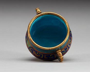 A minature cloisonne censer, Qing dynasty 18th/19th Century.