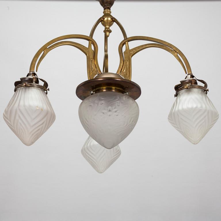 An Art nouveau pendant ceiling light, early 20th century.