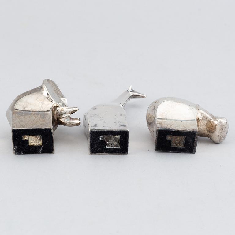 Gunnar Cyrén, figuriner, 3 st. Silverpläterad zink. Dansk Designs, Japan.