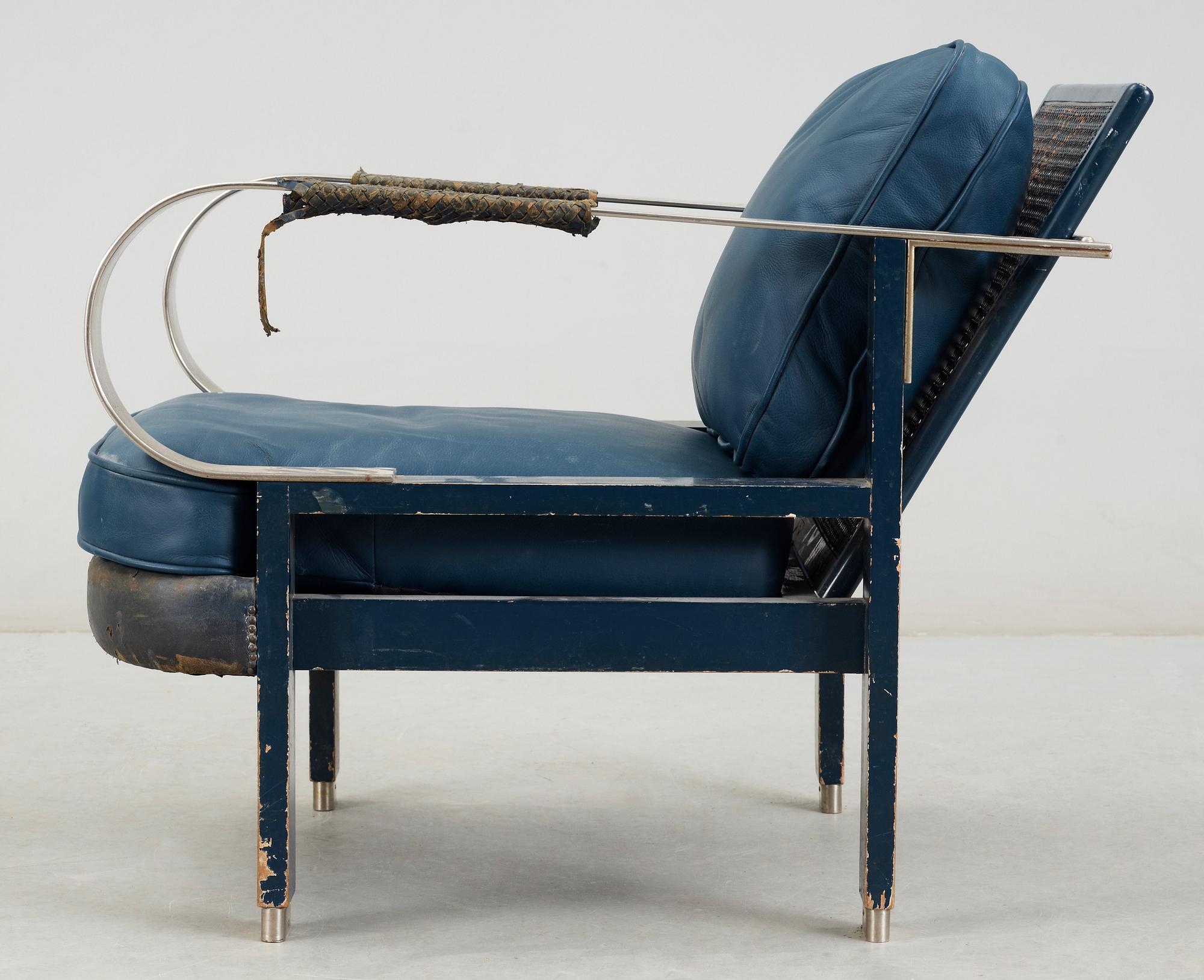 FÅTÖLJ, stål och trä, Lysberg & Hansen, Köpenhamn, 1900-talets första hälft. Etikettmärkt.