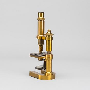 A Leitz Wetzlar monocular brass microscope around 199.
