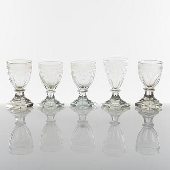 Five early 19th century glasses, Late Gustavian.