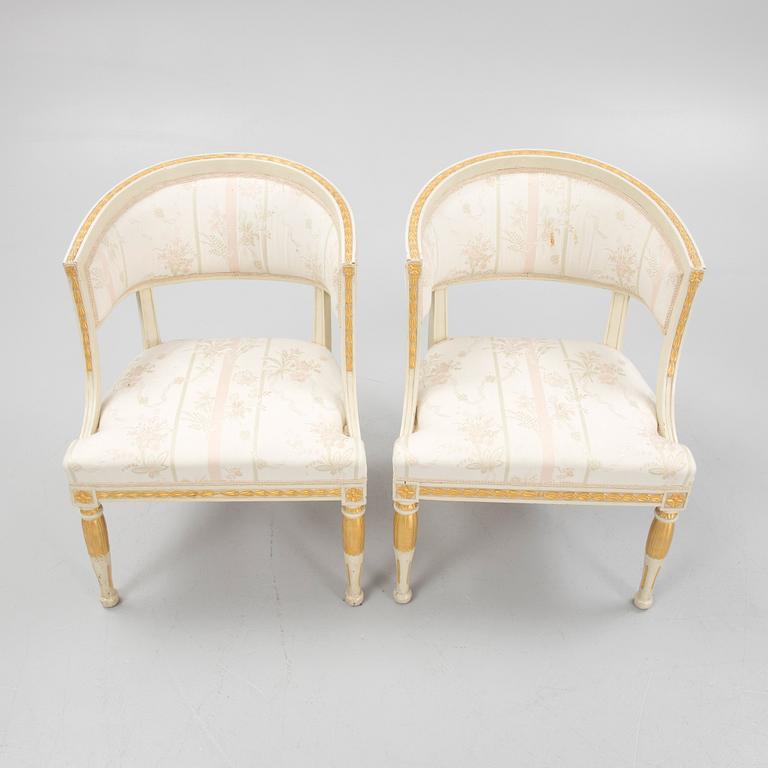 A pair of late Gustavian armchairs by E. Svensson (1755-1831).