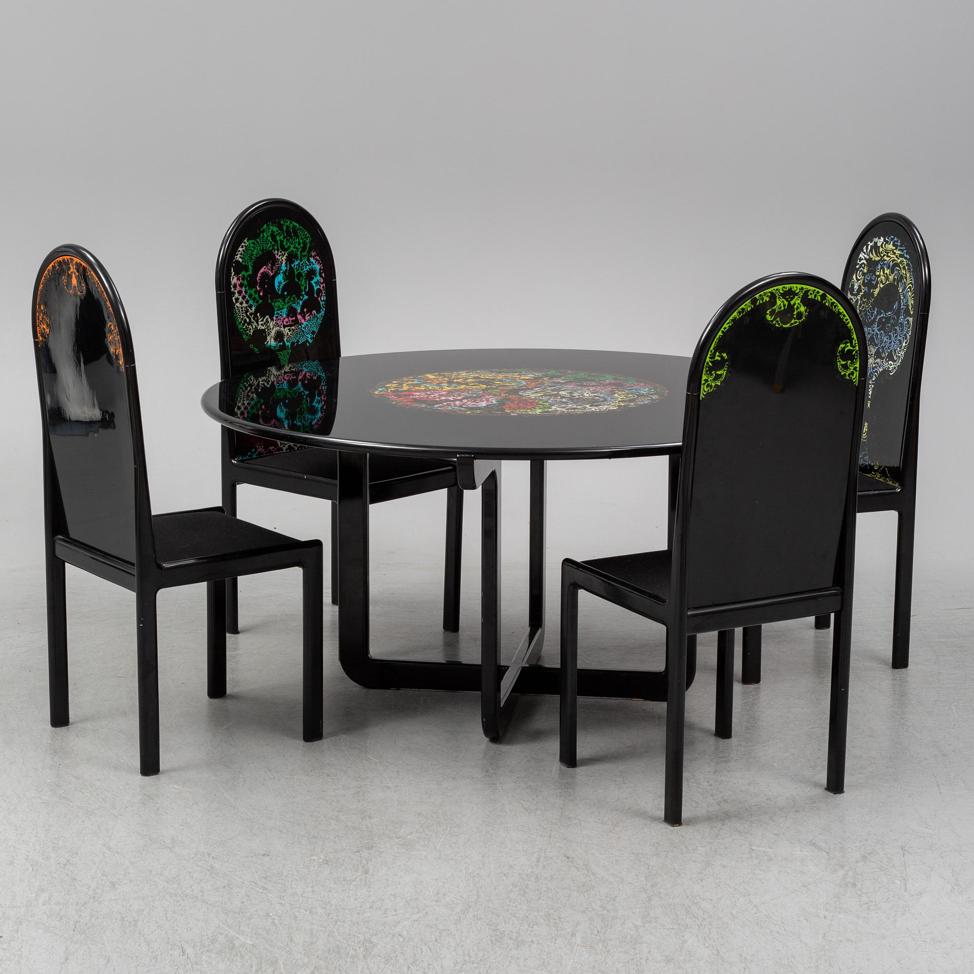 BJÖRN WIINBLAD, a five-piece dining suite from Rosenthal, Germany, 1976. Printed signature, numbered 112/300.