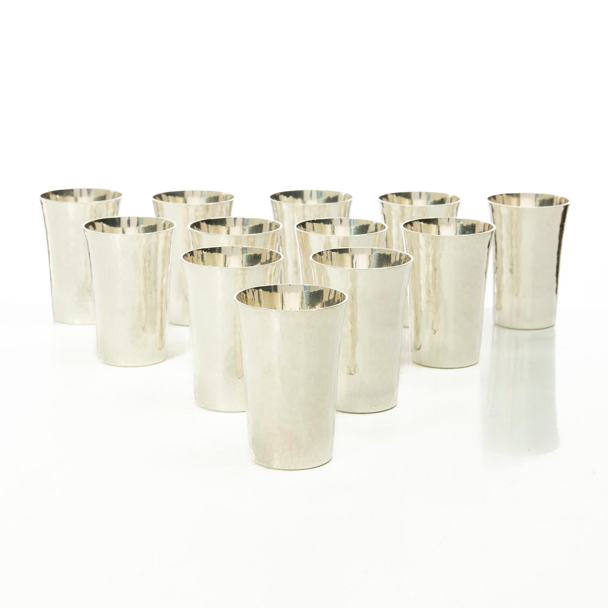 A set of twelve silver beakers, Mema Guld & Silver Ab, Lidköping 1970.