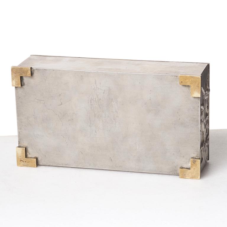 Herman Bergman's foundry, a pewter and brass box, Stockholm ca 1940.