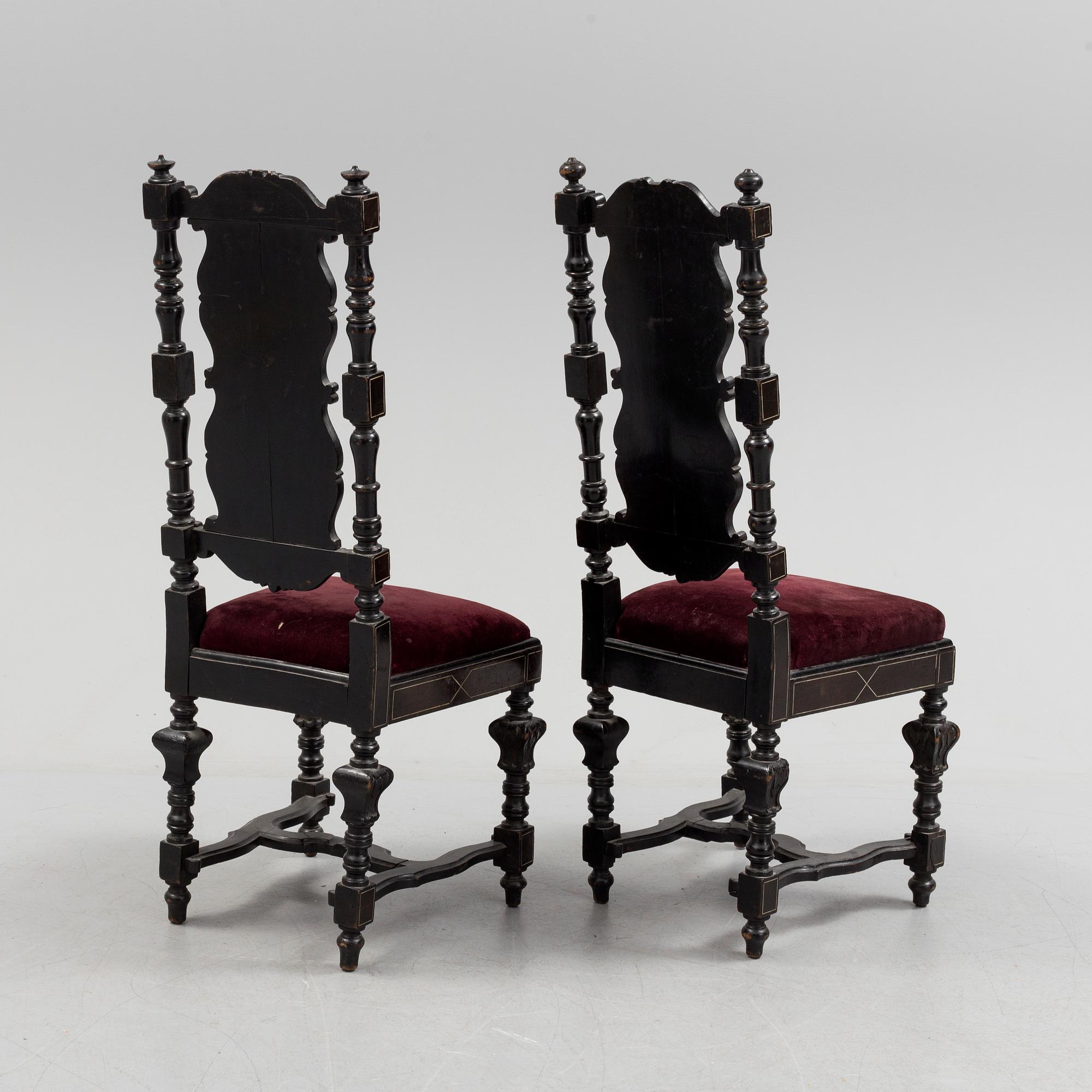 OSCAR II:S STOLAR, ett par, renässansstil, 1800-talets andra hälft.