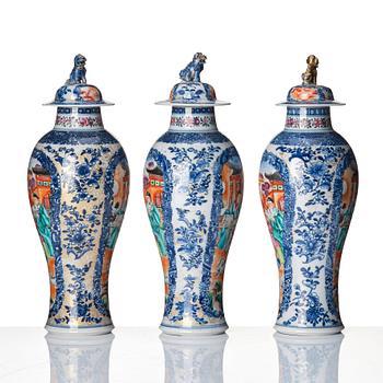 A set of three famille rose vases with covers, Qing dynasty, Qianlong (1736-95).