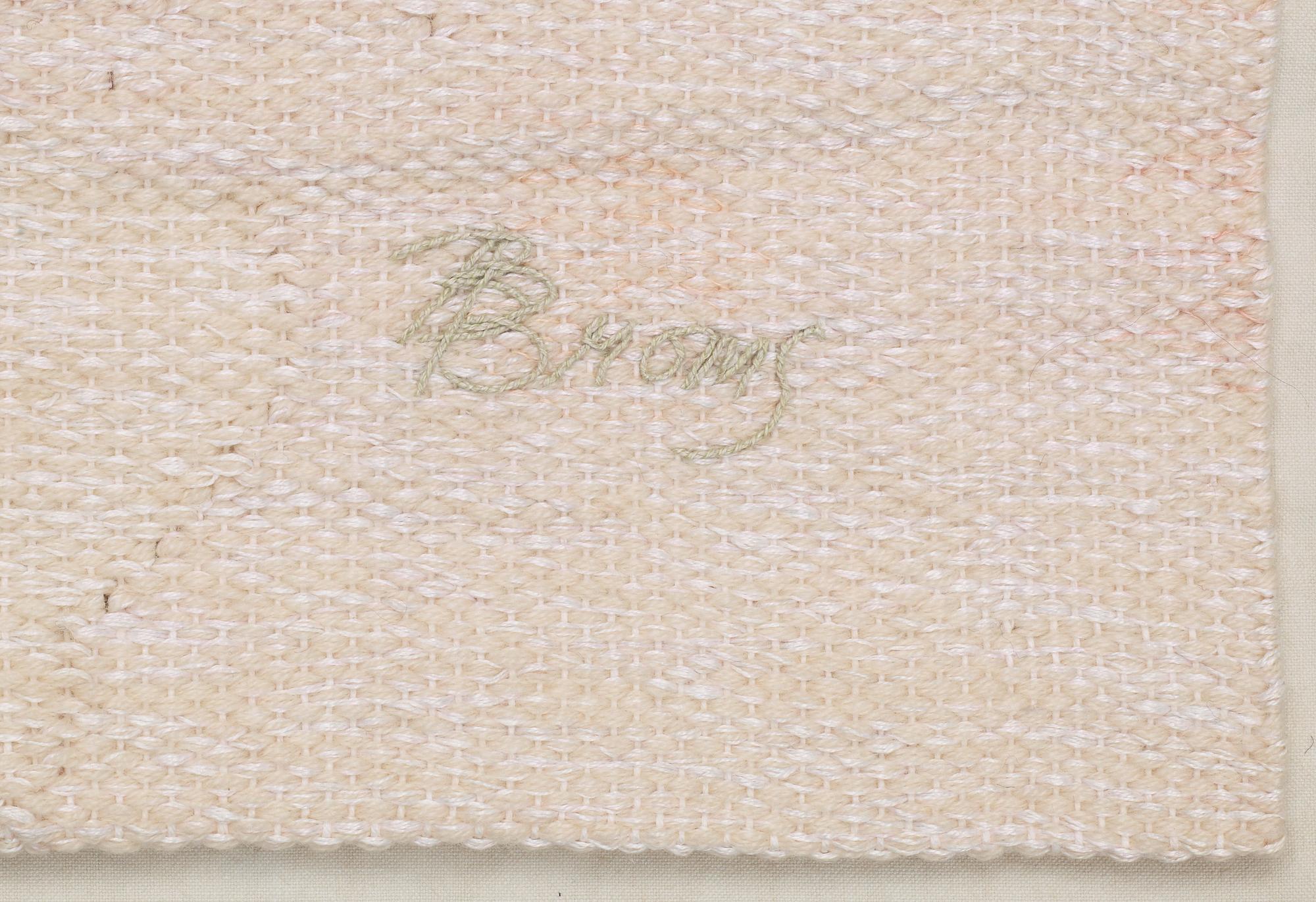 Birgit Broms, TAPESTRY. "Skridskoåkare". Tapestry variant with applications. 134 x 250,5 cm. Signed HAV LH B Broms.