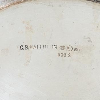 CG Hallberg, kaffeservis, 3 delar, silver, gustaviansk stil, Stockholm 1902.