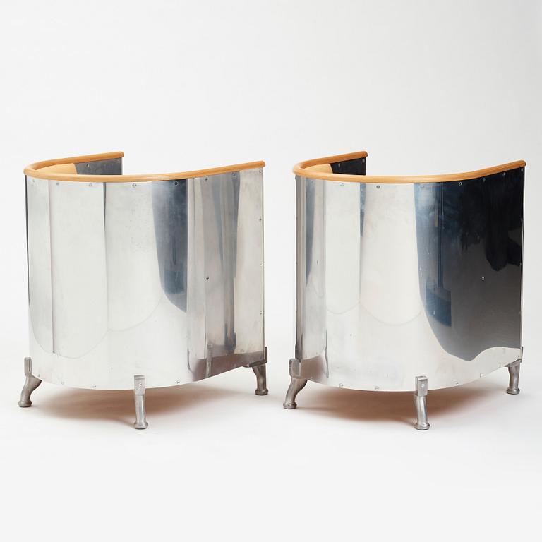 Mats Theselius, a pair of "Aluminium" easy chairs, Källemo, Sweden post 1990.