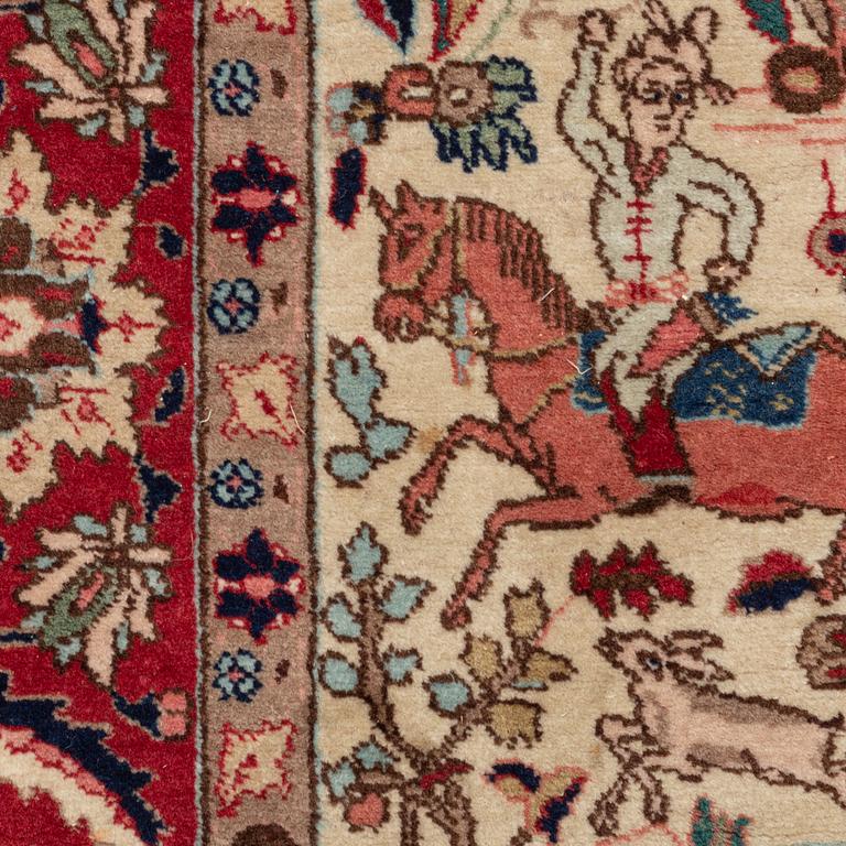 An oriental, figural rug, c. 230 x 145 cm.