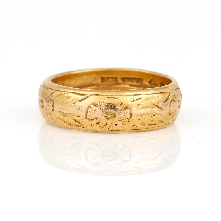 RING, Jensens, Stockholm, 1946. 23K guld.