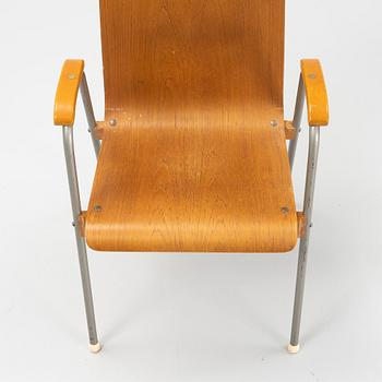 Six teak veneered armchairs, mid 20th century.