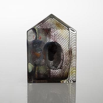 a glass object for Kosta Boda atelier, signed.