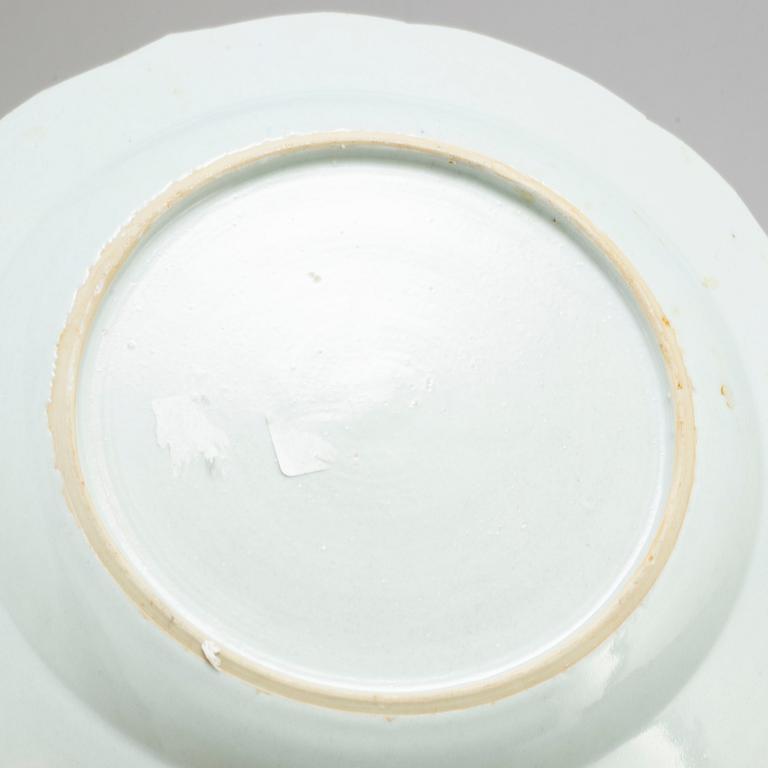 Nine famille rose export porcelain plates, Qing dynasty, Qianlong (1736-95).