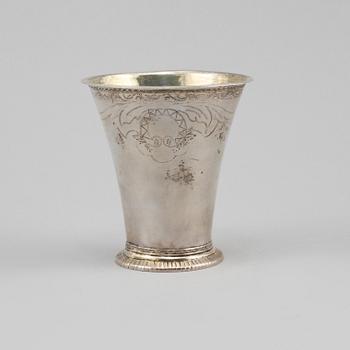 BÄGARE, silver, Johan Hedman, Södertälje, 1766, vikt 85 gram.