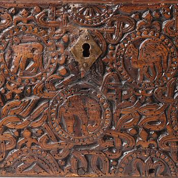 A casket and lid, C14 dated, second half of the 17th century.