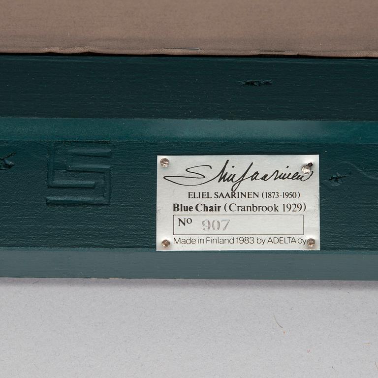 Eliel Saarinen, furniture, 5 pieces, "Blue suite" for Adelta, Finland 1980s.