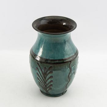 Andersson & Johansson vases 6 pcs Höganäs early 20th century glazed stoneware.