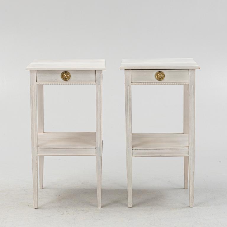 A pair of Gustavian style bedside tables, second half of the 20th Century.