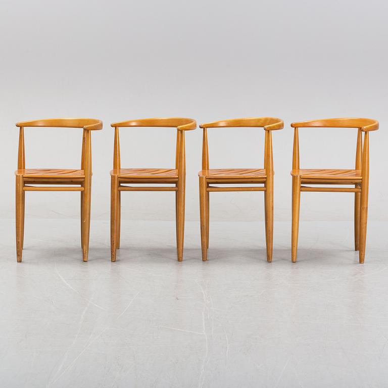 Jack Ränge, "Carmen", four beech and teak chairs, Gemla, Diö, 1950's/60's.