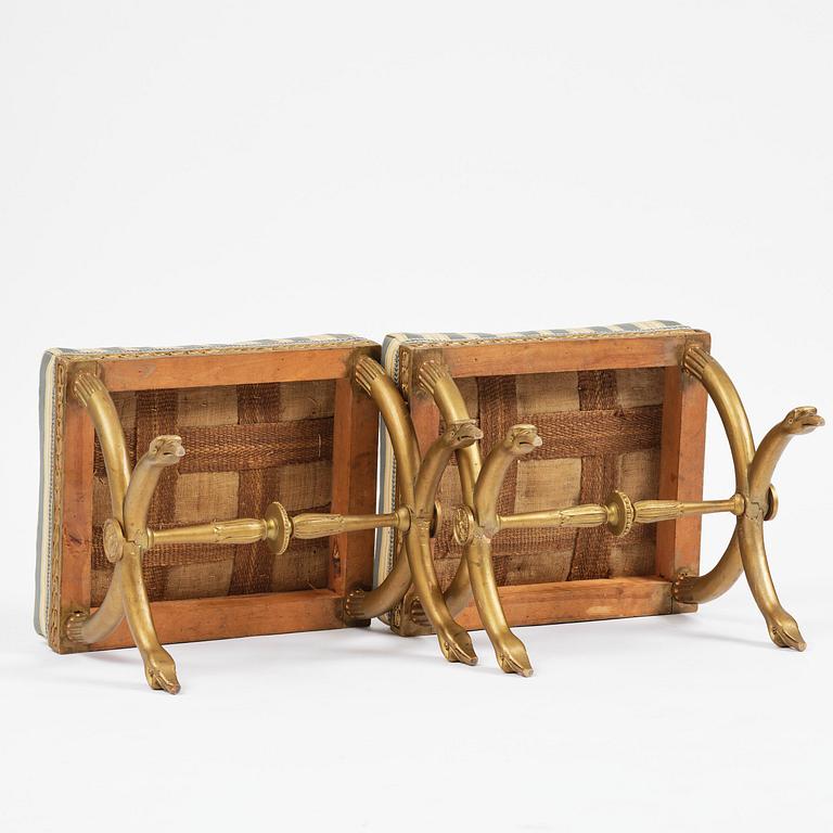 A pair of late Gustavian stools attributed to E. Ståhl (master in Stockholm 1794-1820).