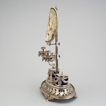 A Swedish 18th century silver desk-lamp, marked Wilhelm Smedberg, Karlstad 1788.