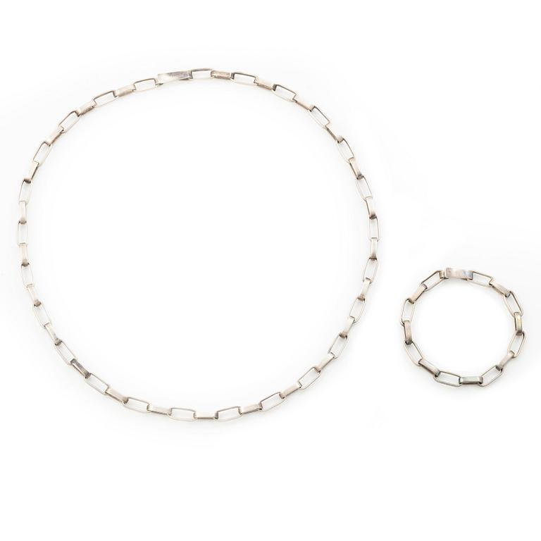 Sven-Erik Högberg, collier / collier och armband, silver, Göteborg, 1974.