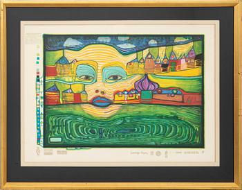 Friedensreich Hundertwasser, "Irinaland above the Balkans," plate no. 7 from "Rain on Rainy Day".