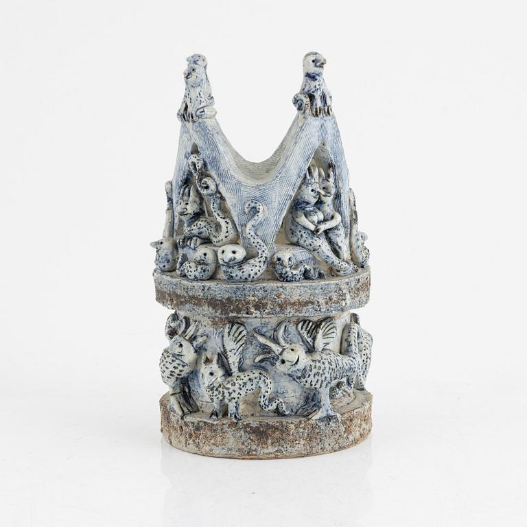 Astrid Anderberg, a stoneware sculpture/candle holder, Sweden, signed.