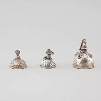 FLASKOR, 3 st, silver, 1800/1900-tal.