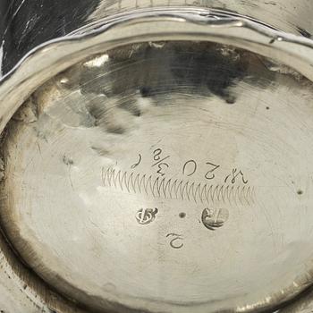 Two Swedish silver beakers, 18th century.