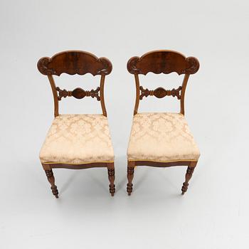 Chairs, a pair, with table, Empire, 18th/19th century.