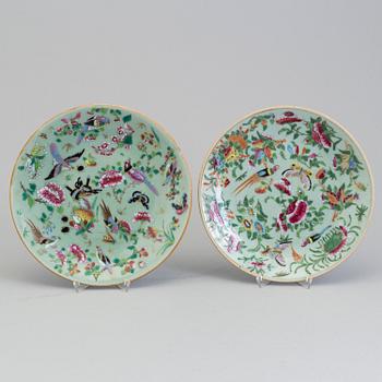 Five Canton enamelled porcelain dishes, Qing dynasty, late 19th century.