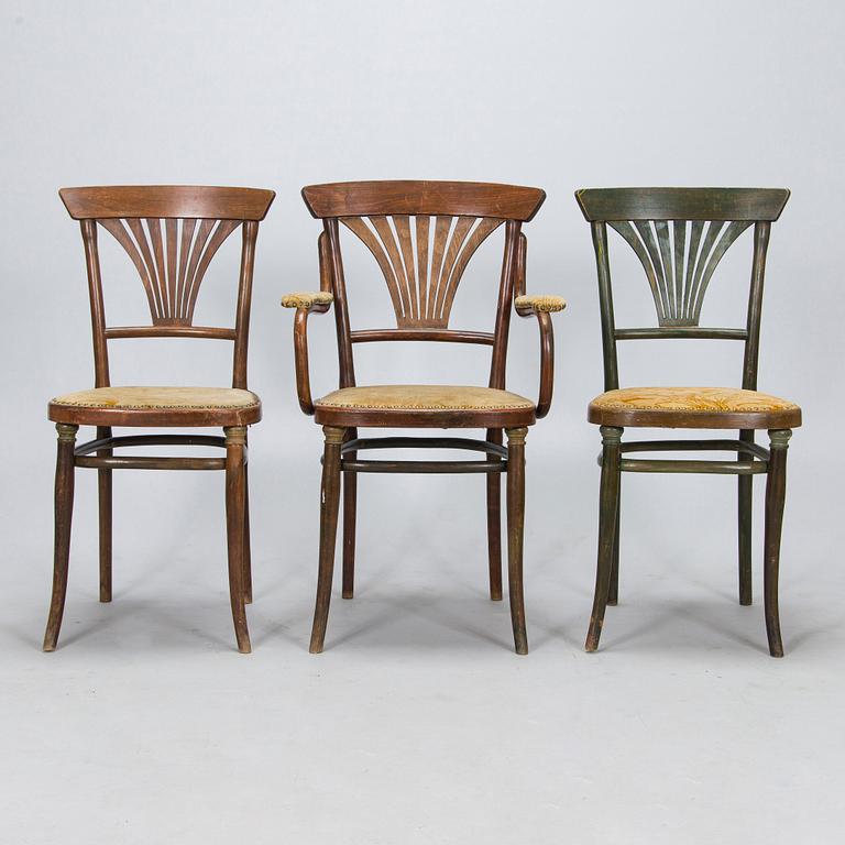 Thonet, 6 stolar, karmstol och soffa, Österrike, 1900-talets början.