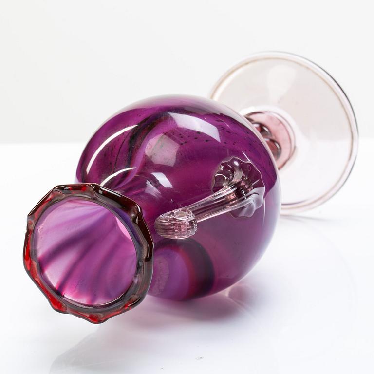 Simon Gate, & Knut Bergqvist, Heinrich Wollman, a purple graal glass vase, Orrefors Sweden 1917.