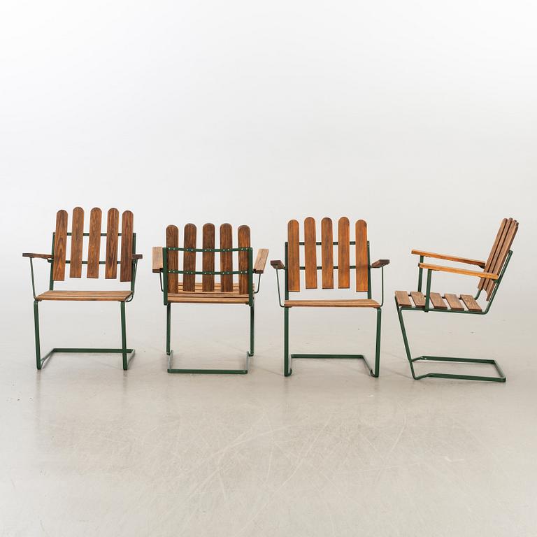 ARTHUR LINDQVIST karmstolar 4 st samt stolar 2 st Grythyttan A2 1900-talets mitt.