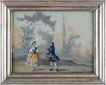 OKÄND KONSTNÄR 1700/1800-tal. Glasmålningar, ett par.