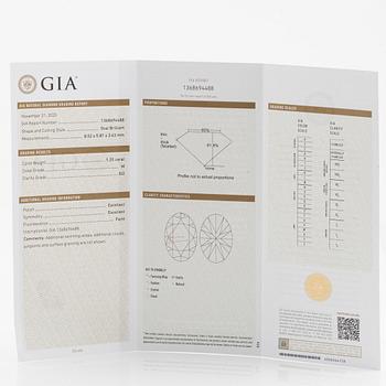 Ring med oval diamant 1,20 ct, med GIA report.